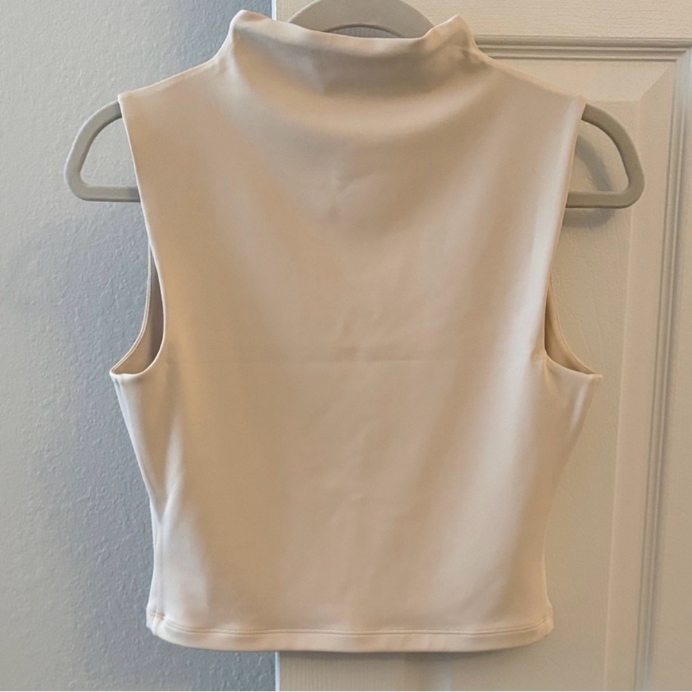 Express Cream Sleeveless Mock Neck Tank - Picture 3 of 3